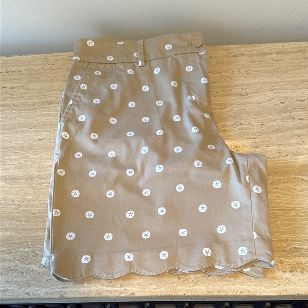 Tan Shorts with White Floral Pattern Talbots size 10
